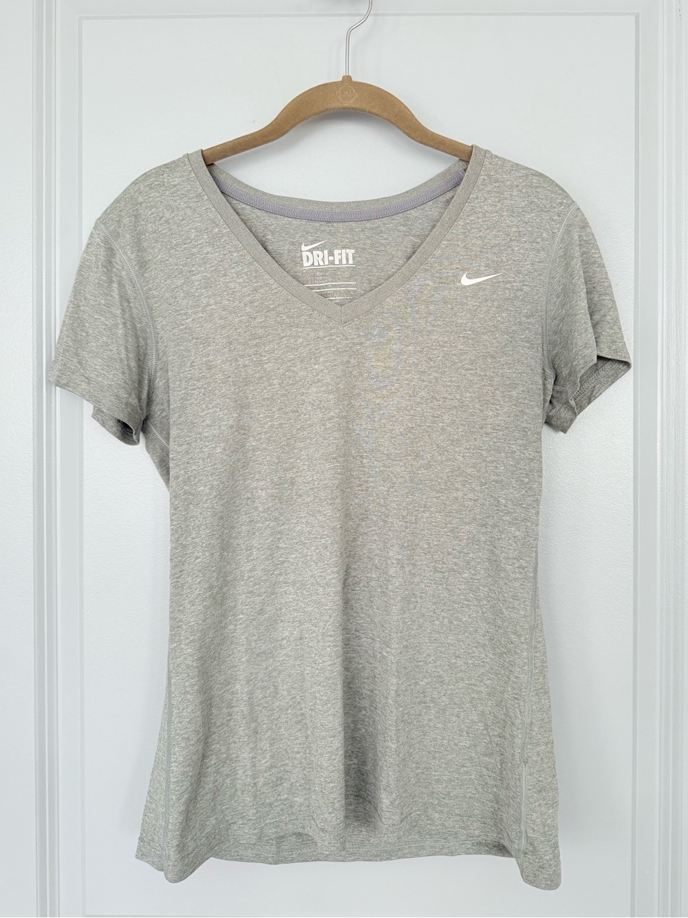Nike Women's Heather Gray V-Neck Dri-FIT Tee